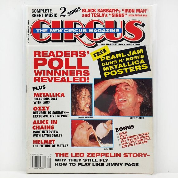 Circus Magazine Metallica Layne Staley Ozzy Kyuss Posters Feb. 1993 Unread Stock - Picture 1 of 12
